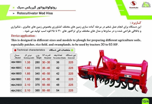 روتوکولتیواتورگیربکس سبک 48تیغه  مدل HAS1800c