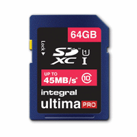  کارت حافظه دوربین مدل انتگرال UltimaPro 64GB SDXC 45MB/s Class 10 UHS-I,